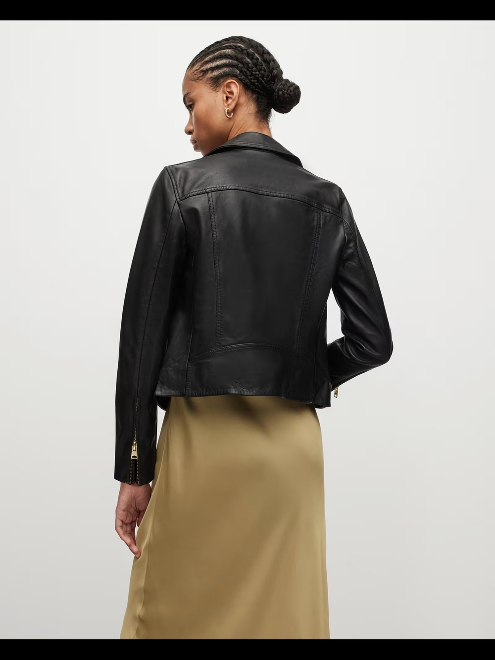 AllSaints Dalby Leather Biker Jacket - Black & Gold Hardware (US 8 / UK 12) - Picture 5 of 8